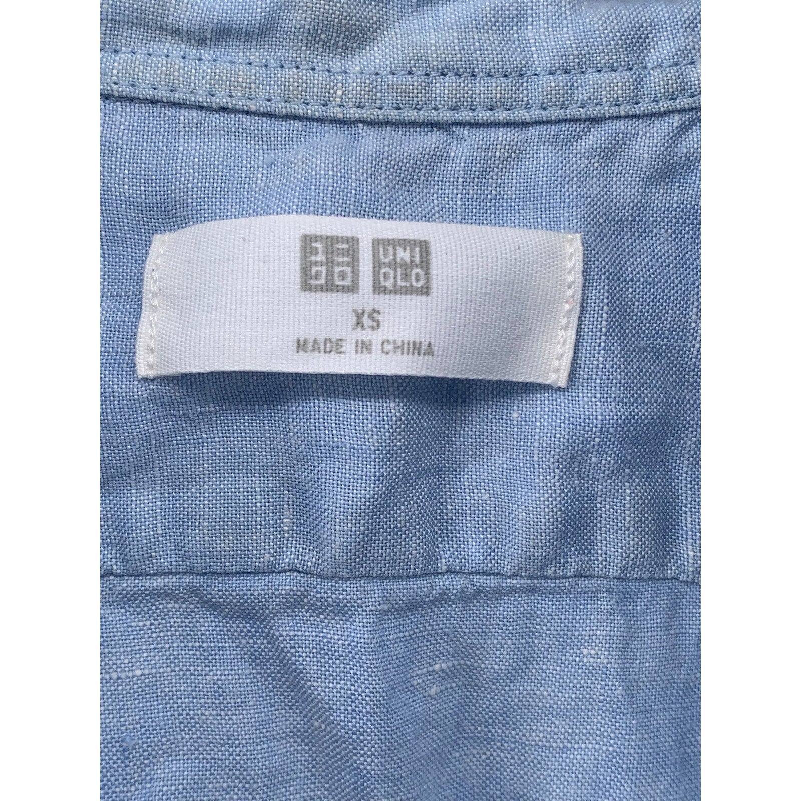 UNIQLO Men's Light Blue Linen Button-Up Long Sleeve Regular-Fit Shirt SZ XS