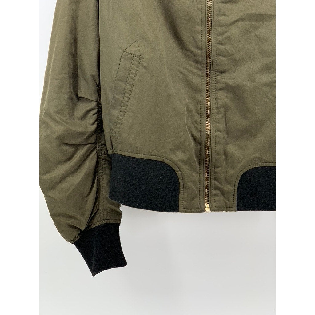 PORTOBELLO Women's Olive Green Zip-Up Bomber Jacket SZ 12(USM)