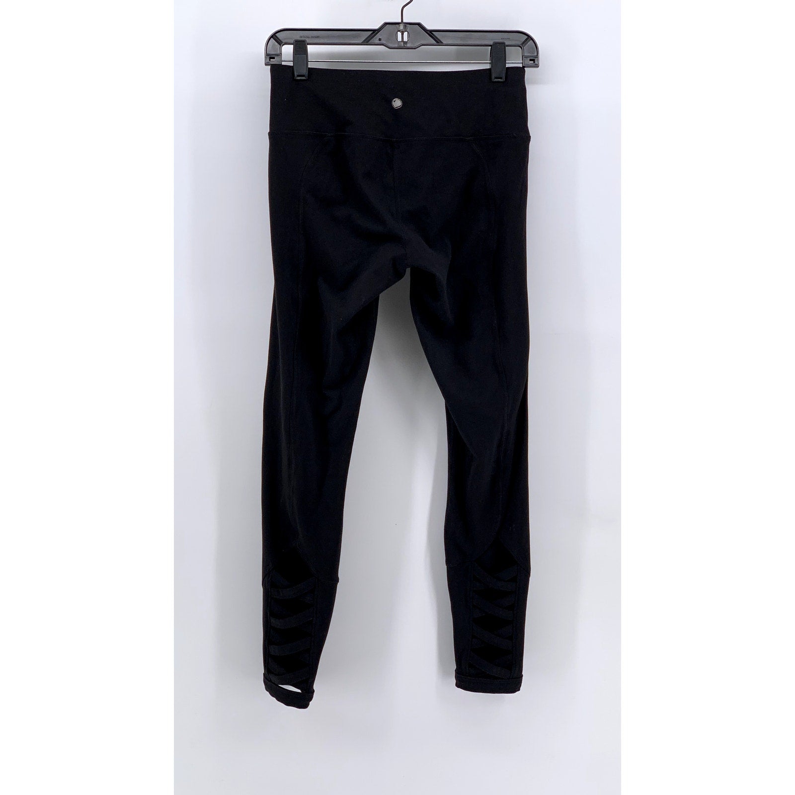 YOGALICIOUS Women's Black Cutout Hem Leggings SZ S