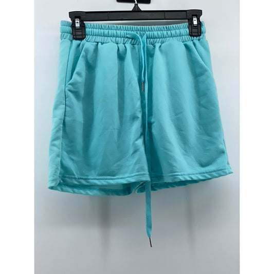 UNBRANDED Women's Light Blue Drawstring Casual Pull-On Shorts SZ S