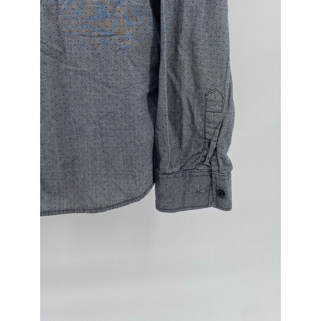 COTTON ON Men's Gray Micro Dot Button-Down Regular-Fit Long Sleeve Shirt SZ M