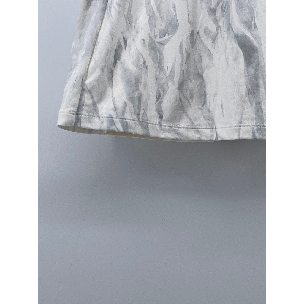 NIKE Women's White-Gray Printed Activewear Mini Inner Short Tennis Skirt SZ M