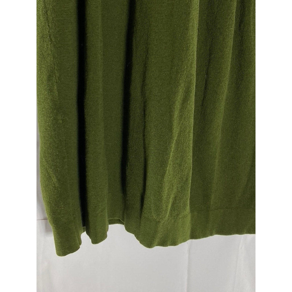 DIANE VON FURSTENBERG Women's Dark Green Split-Collar Long Sleeve Midi Dress SZM