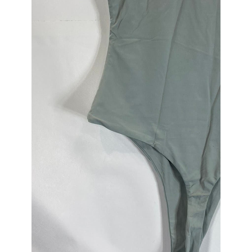 MESHKI Women's Pastel Sage Green Scoop Neck Sleeveless Bodysuit SZ S