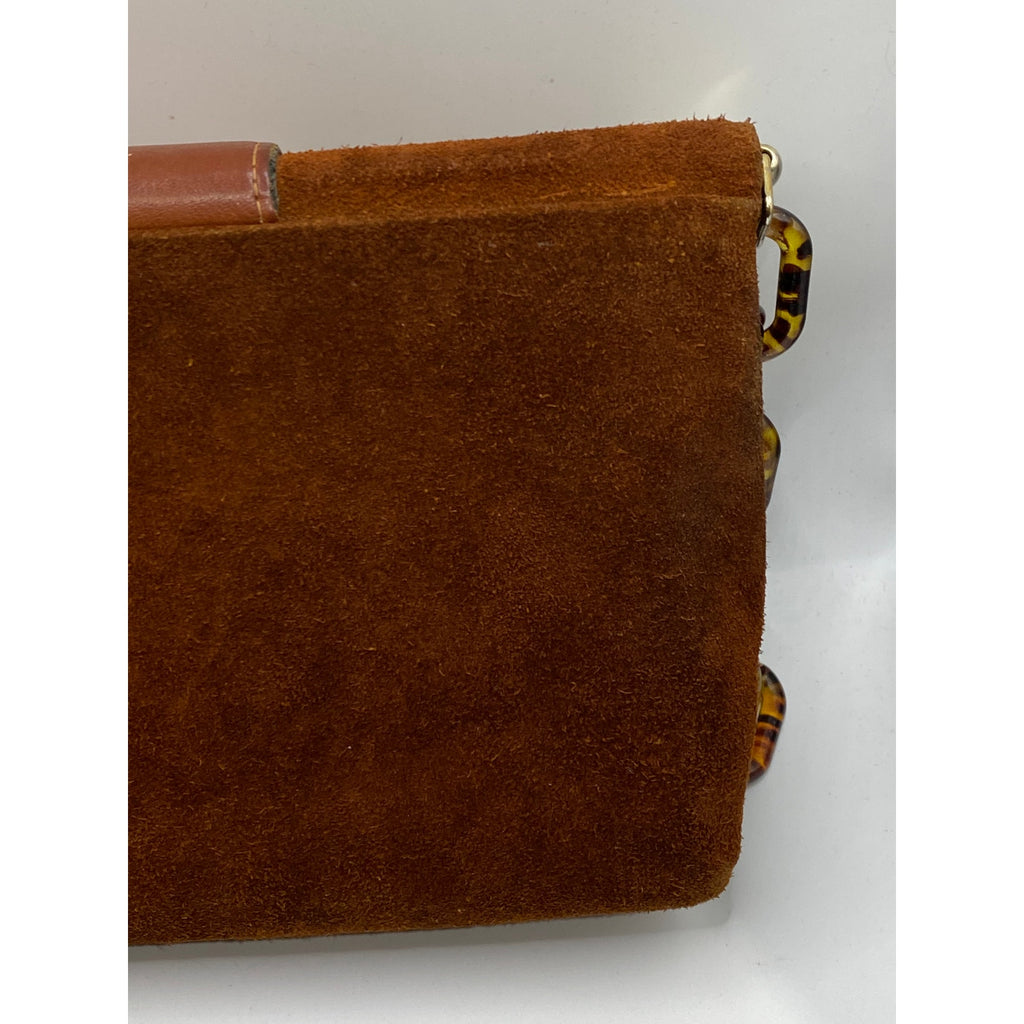 TOWN & COUNTRY SHOES Women's Vintage Brown SuedeLeather Tortoiseshell Clutch Bag