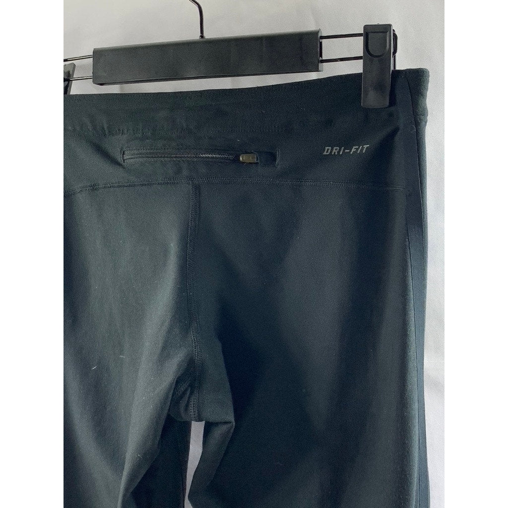 NIKE Women's Black Dri-Fit Reflective Zip-Ankle Inner Drawstring Leggings SZ S