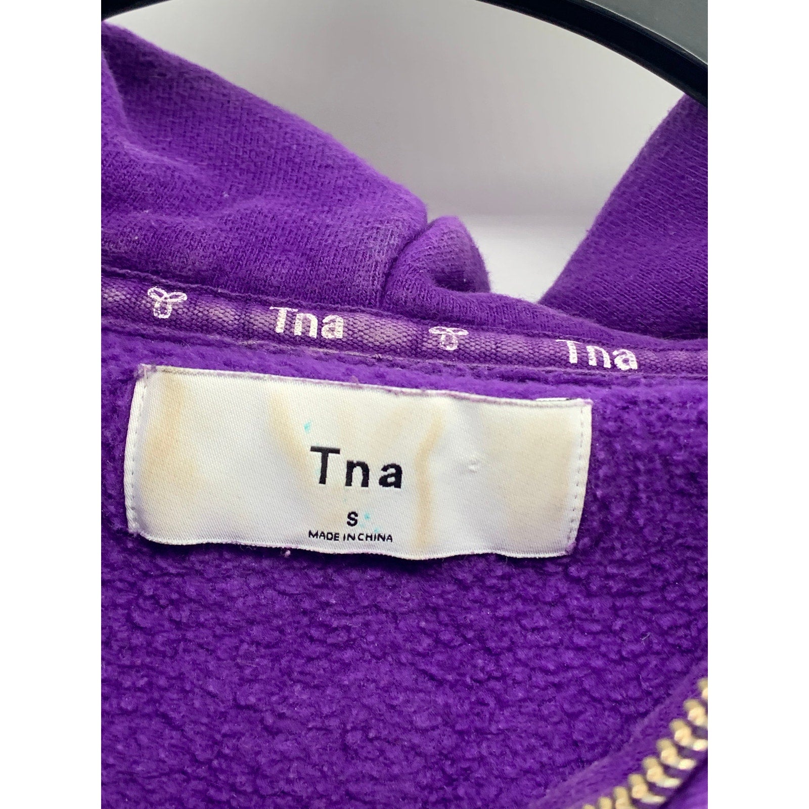 ARITZIA TNA Women’s Dark Purple Half-Zip Long Sleeve Hooded Sweater SZ S