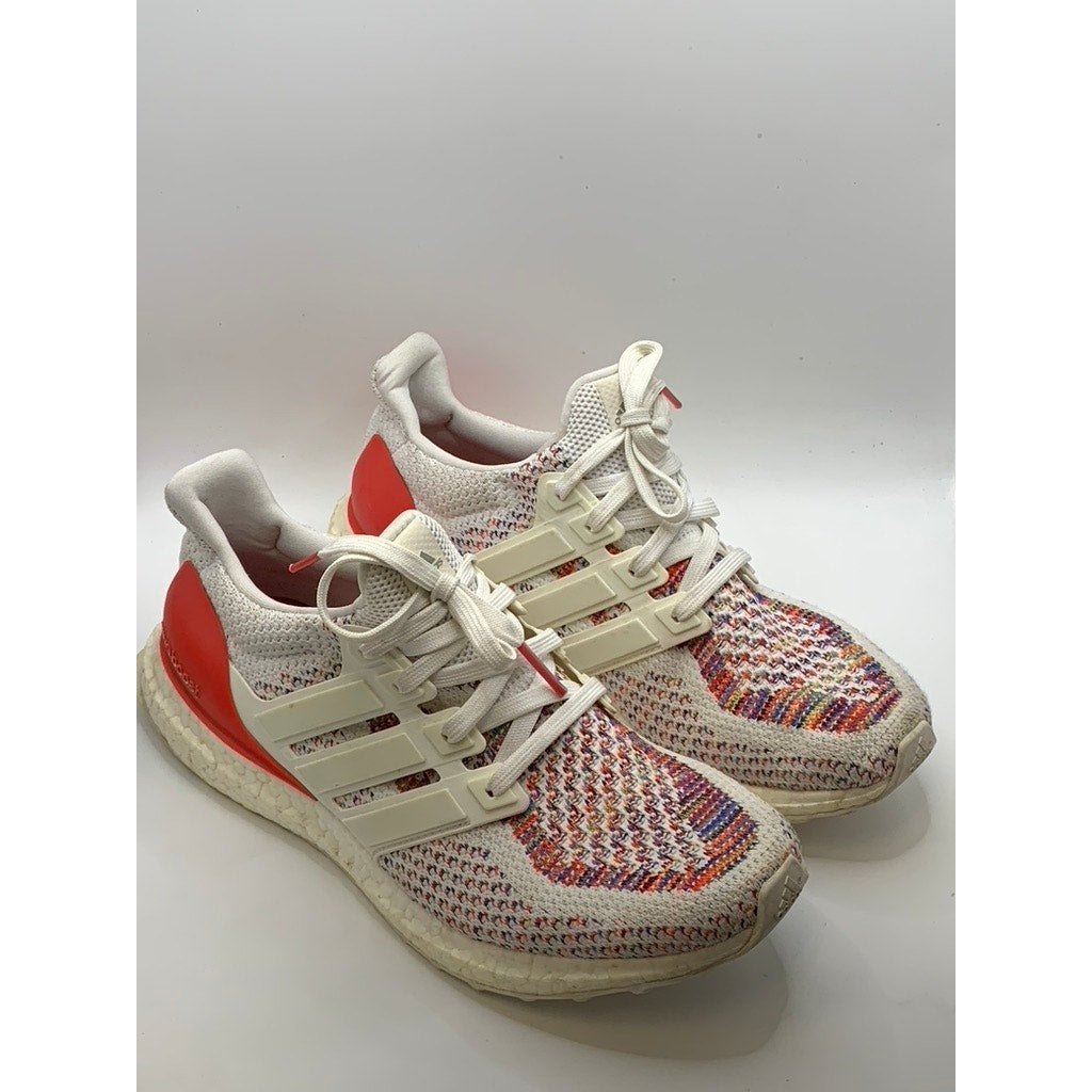 ADIDAS Men's White-Multi Knit Ultra Boost Sneakers SZ 9