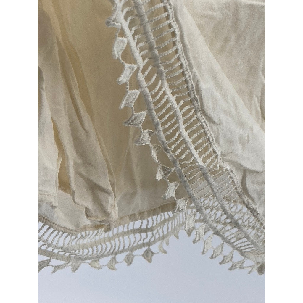TART Women’s Beige Crewneck Lace-Trim Knee-Length Sleeveless A-Line Dress SZ XS