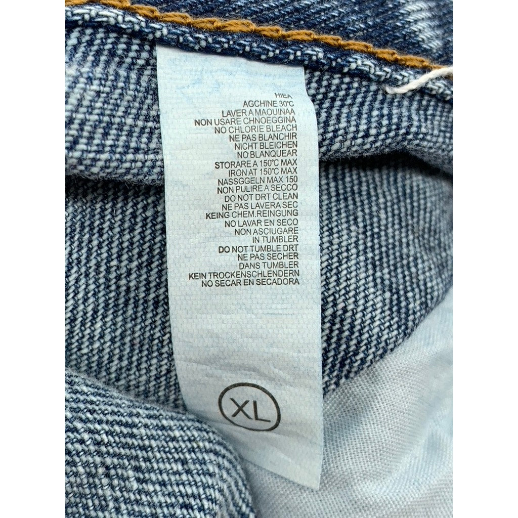 PERSON INTENTIONS Men's Blue Denim Wide-Slit Leg Baggy-Fit Jeans SZ XL