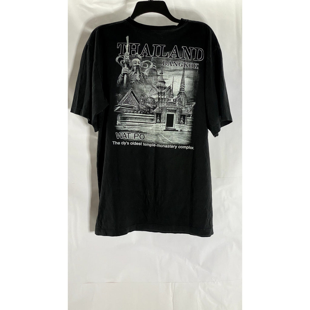 UNBRANDED Men's Black Thailand Bangkok Temple Graphic Crewneck T-Shirt SZ 2XL