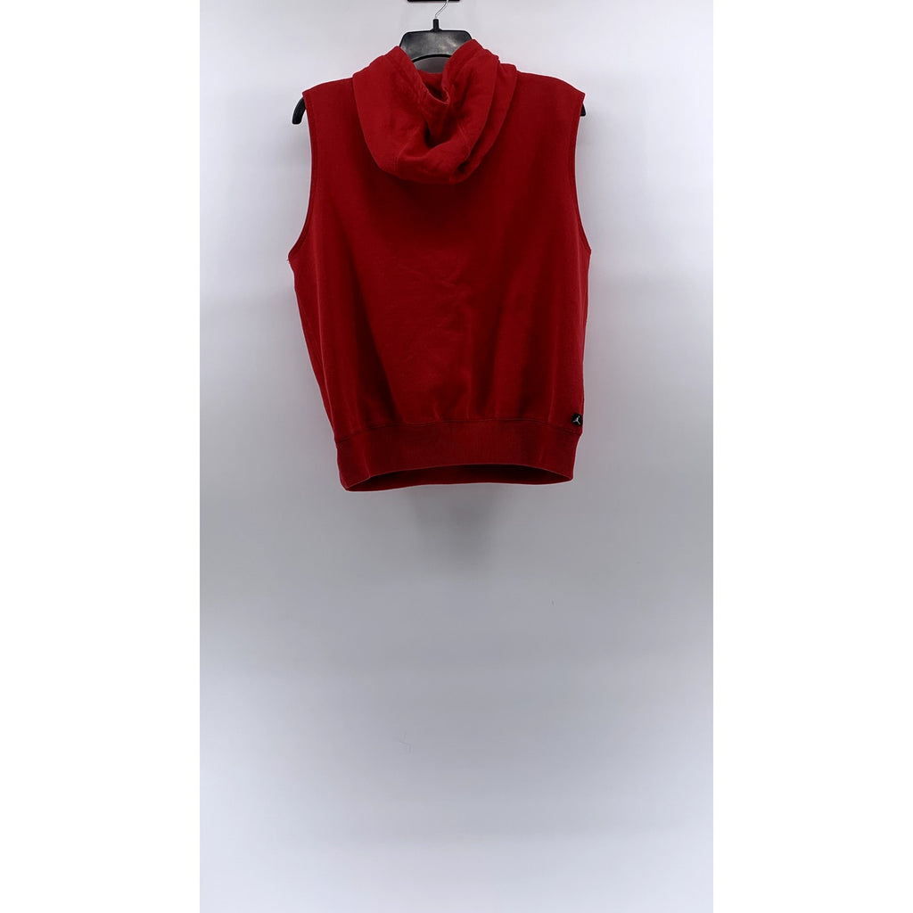 JORDAN Boy’s Red-Black-White Graphic Sleeveless Hooded Sweater Vest SZ XL
