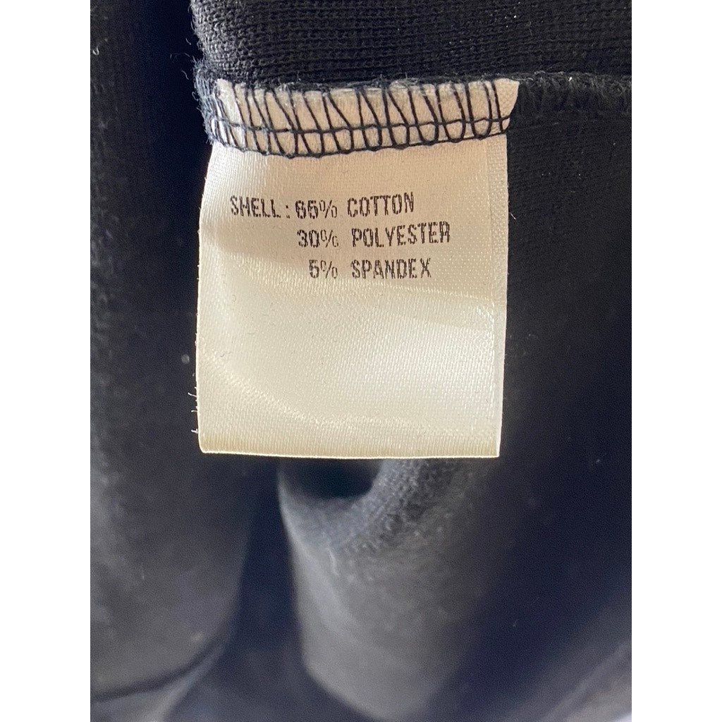 W[DABLJU:] Men's Black-Beige Embroidered 'B' Long Sleeve Polo Shirt SZ M