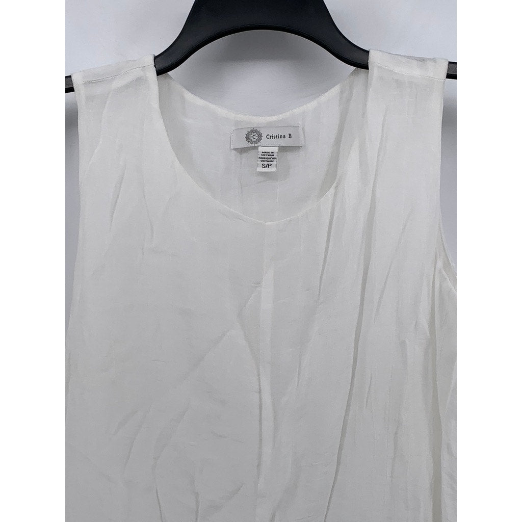 CRISTINA B Women's White Scoop-Neck Sleeveless Top SZ S