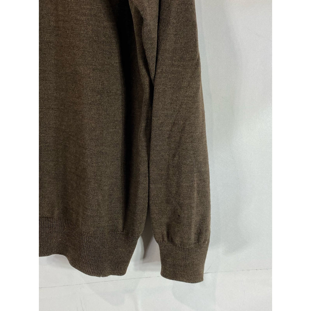ITALIAN MERINO BY J. CREW Men's Brown V-Neck Pullover Sweater SZ M