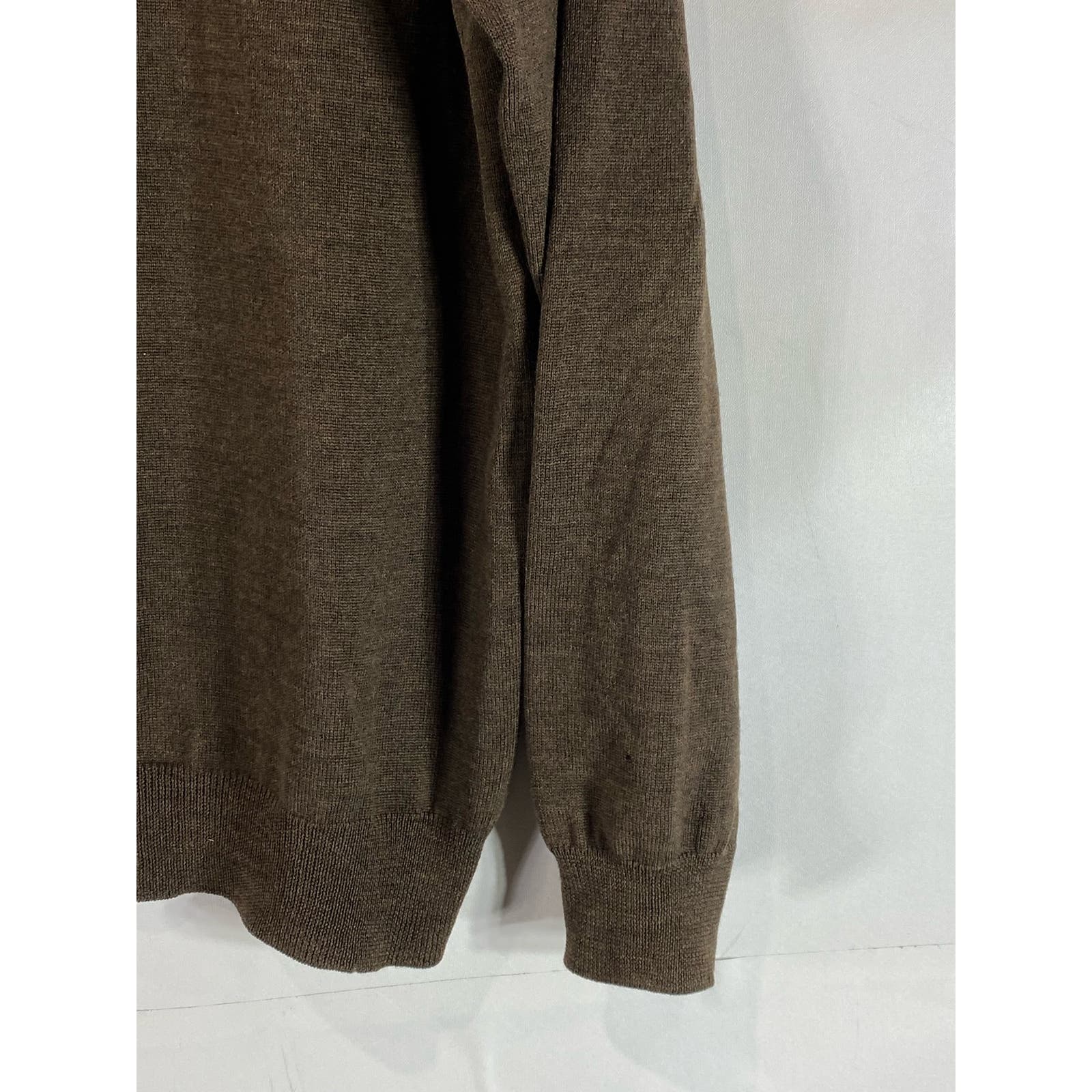 ITALIAN MERINO BY J. CREW Men's Brown V-Neck Pullover Sweater SZ M