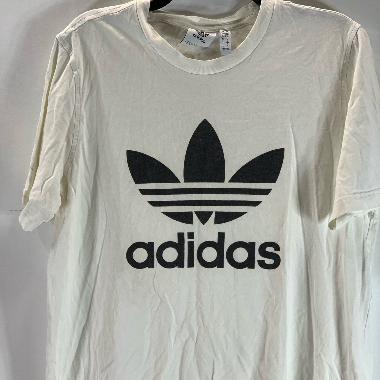 ADIDAS Men's White/Black Large Adicolor Trefoil Logo Crewneck T-Shirt SZ L