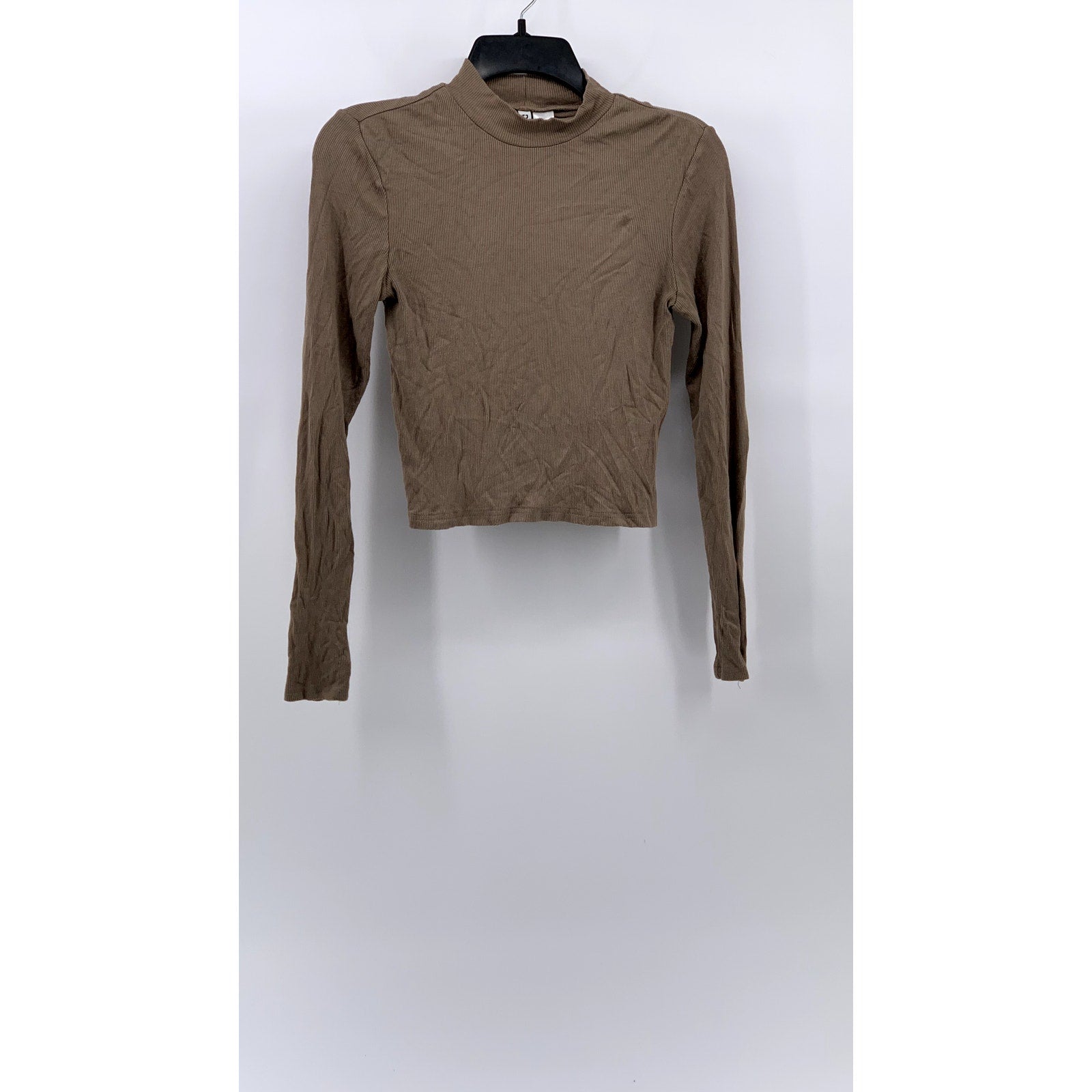 DIVIDED By H&M Women's Light Brown Ribbed Mock-Neck Long Sleeve Top SZ S