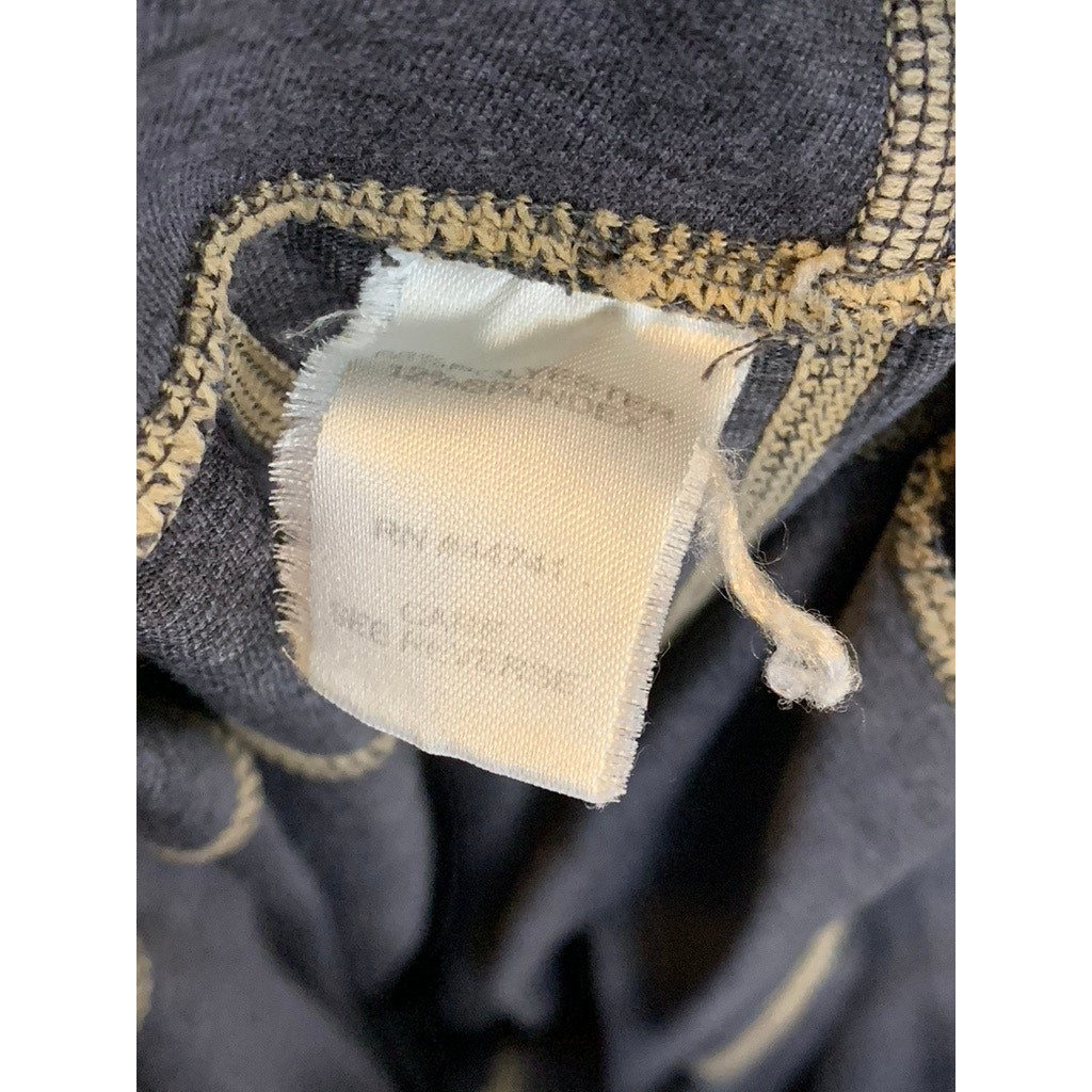 UNBRANDED Women's Navy/Tan Elastic Waist Pull-On Ruched Hem Crop Sweatpants SZ S