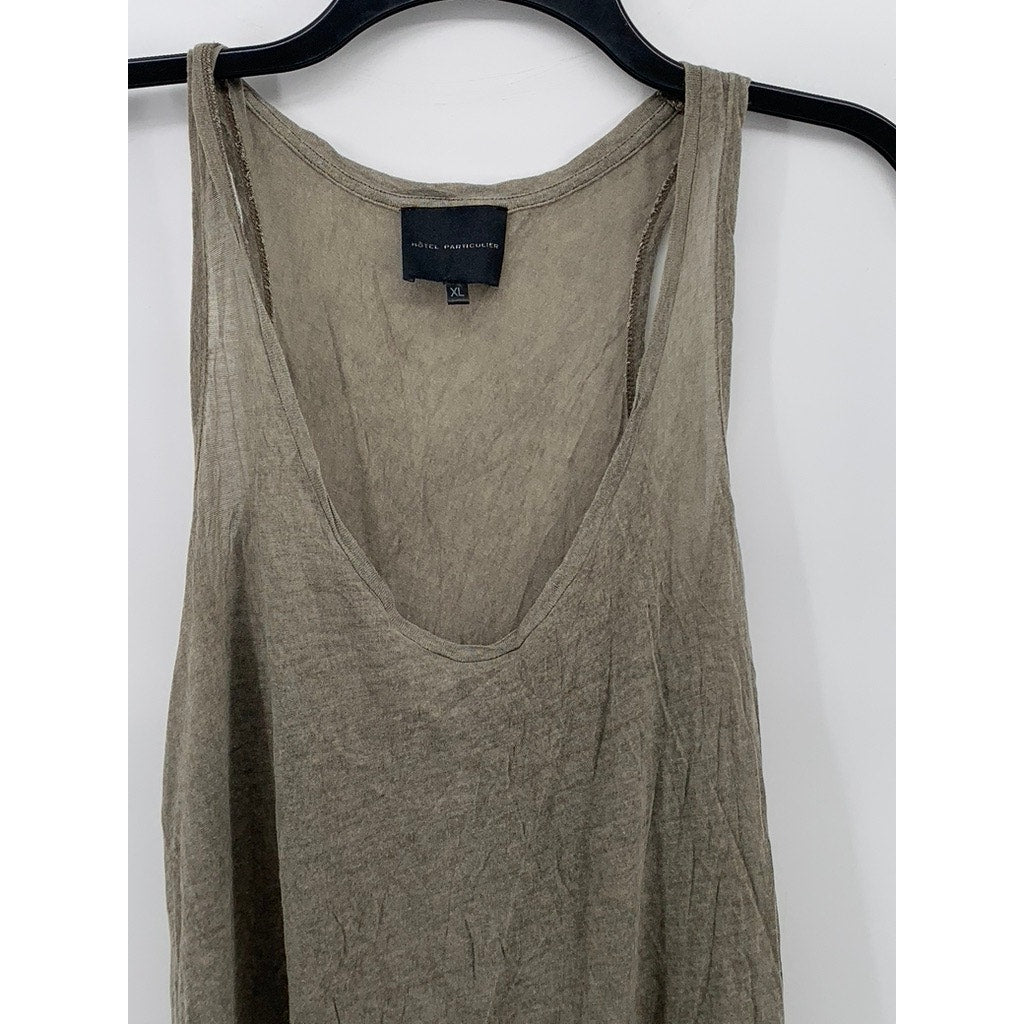 HOTEL PARTICULIER Women's Brown Knit Scoop-Neck Sleeveless Casual Tank Top SZ XL