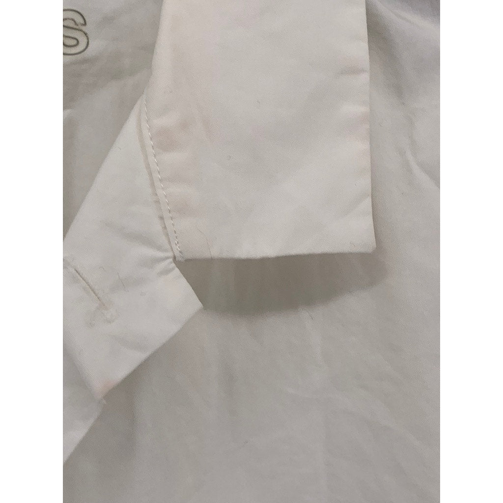 MUJI Men's White Boxy Button-Up Short Sleeve Camp Collar Shirt SZ 2XS/XS