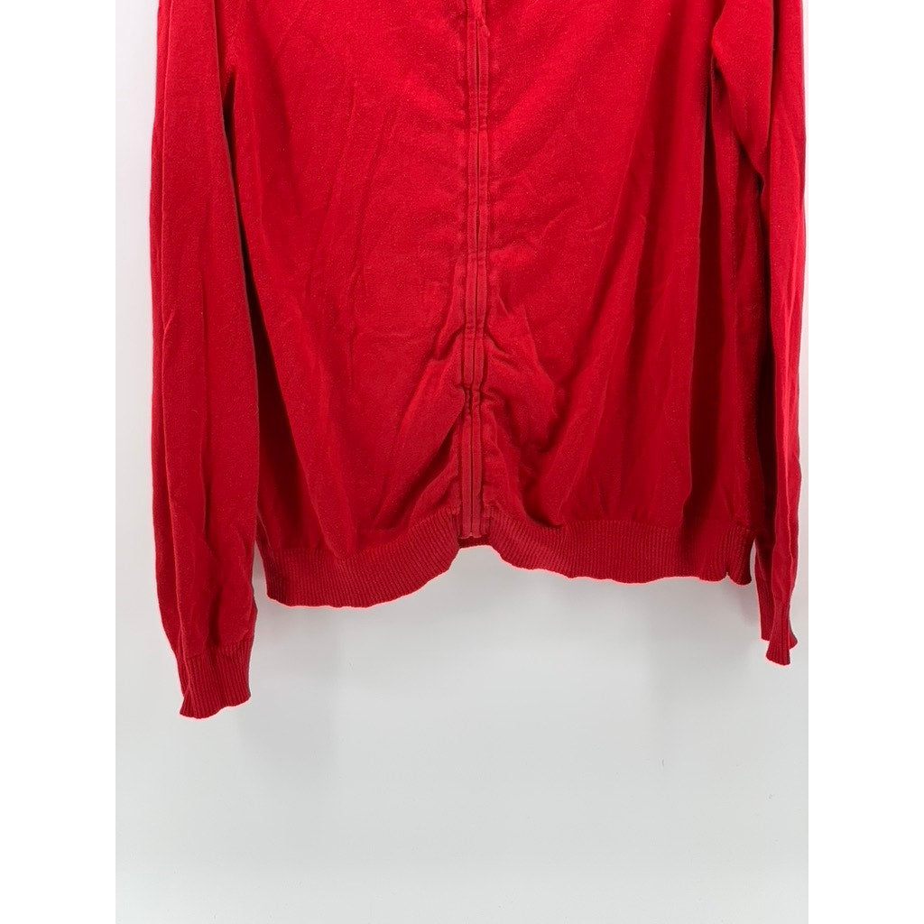 MOTHERHOOD MATERNITY Women's Red Knit Zip-Up Hooded Long Sleeve Sweater SZ S