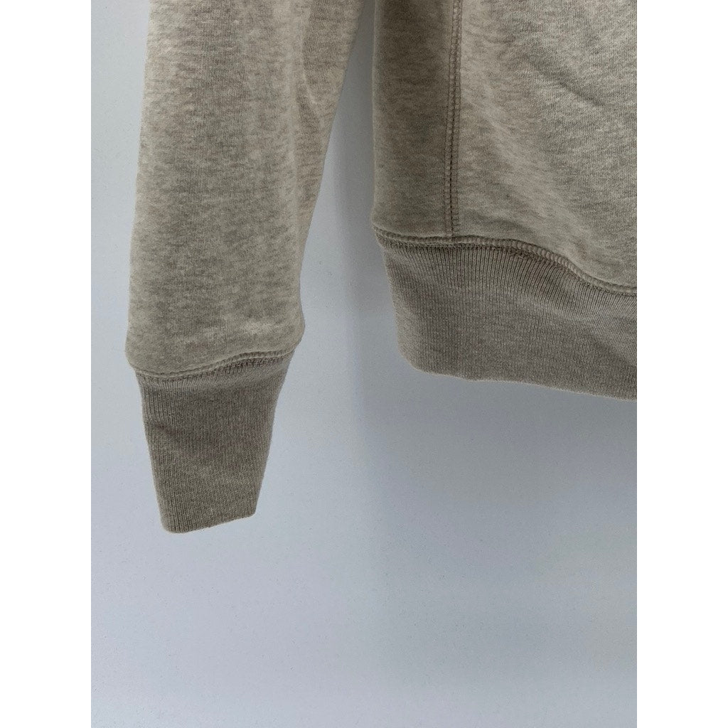 J.CREW Men's Beige Marled Brushed Fleece Sherpa-Lined Zip-Up Hooded Sweater SZ S