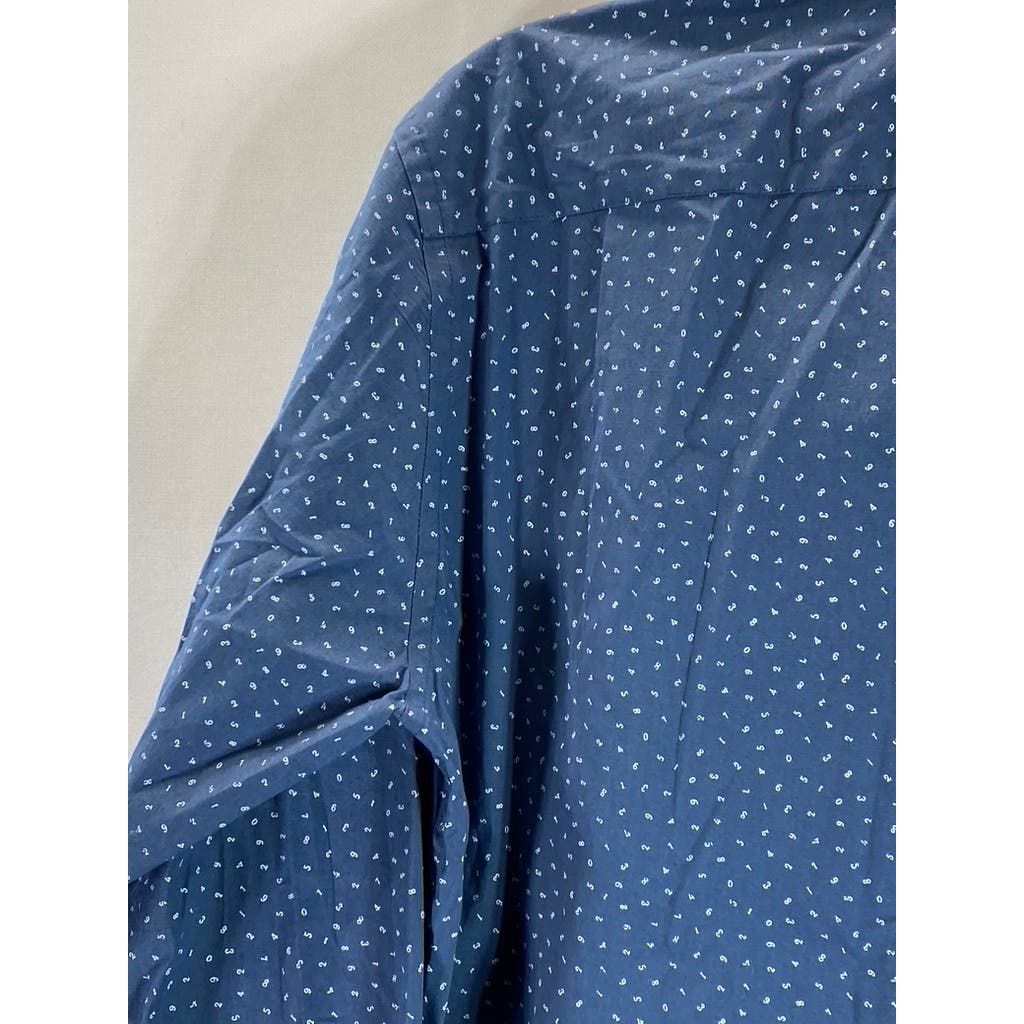 J. CREW Men's Blue Printed Mercantile Flex Slim-Fit Button-Up Shirt SZ M