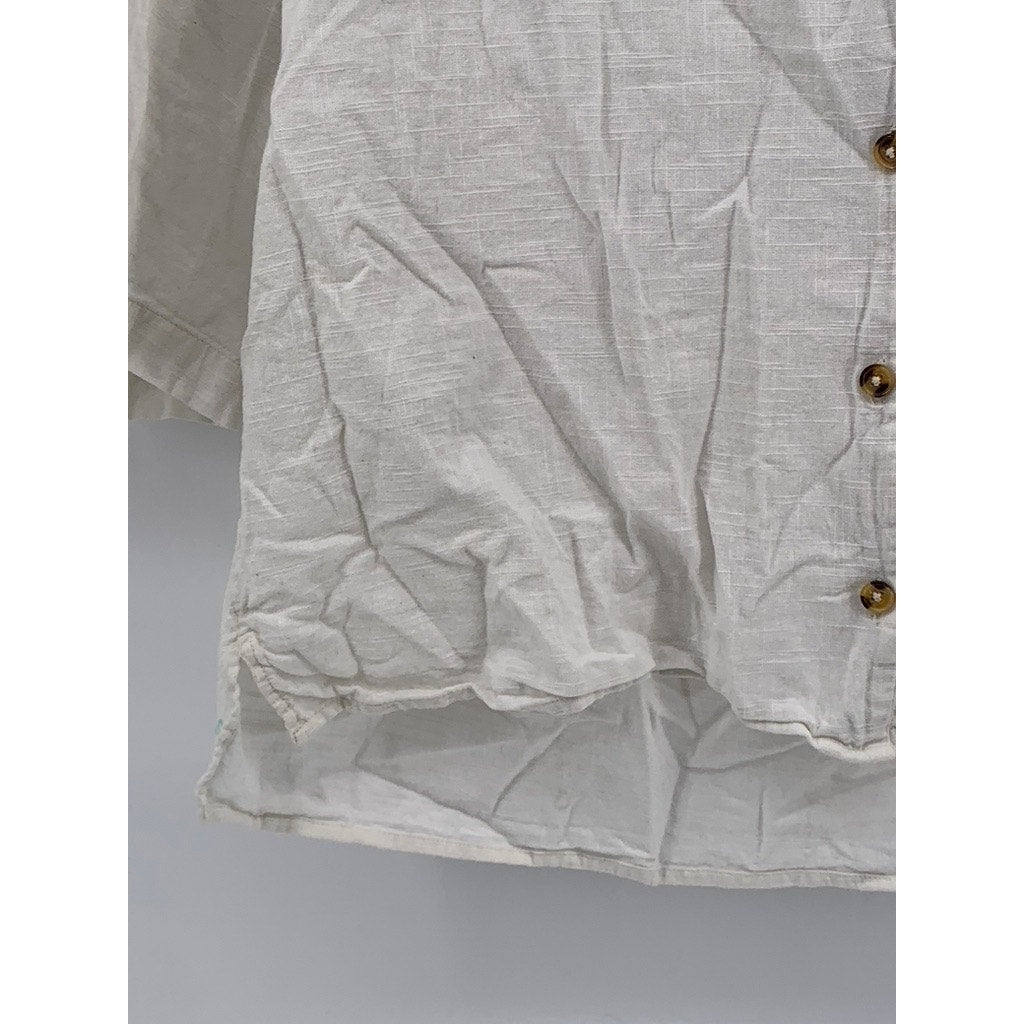 BILLABONG Women's White Button-Up Short Sleeve Top SZ M