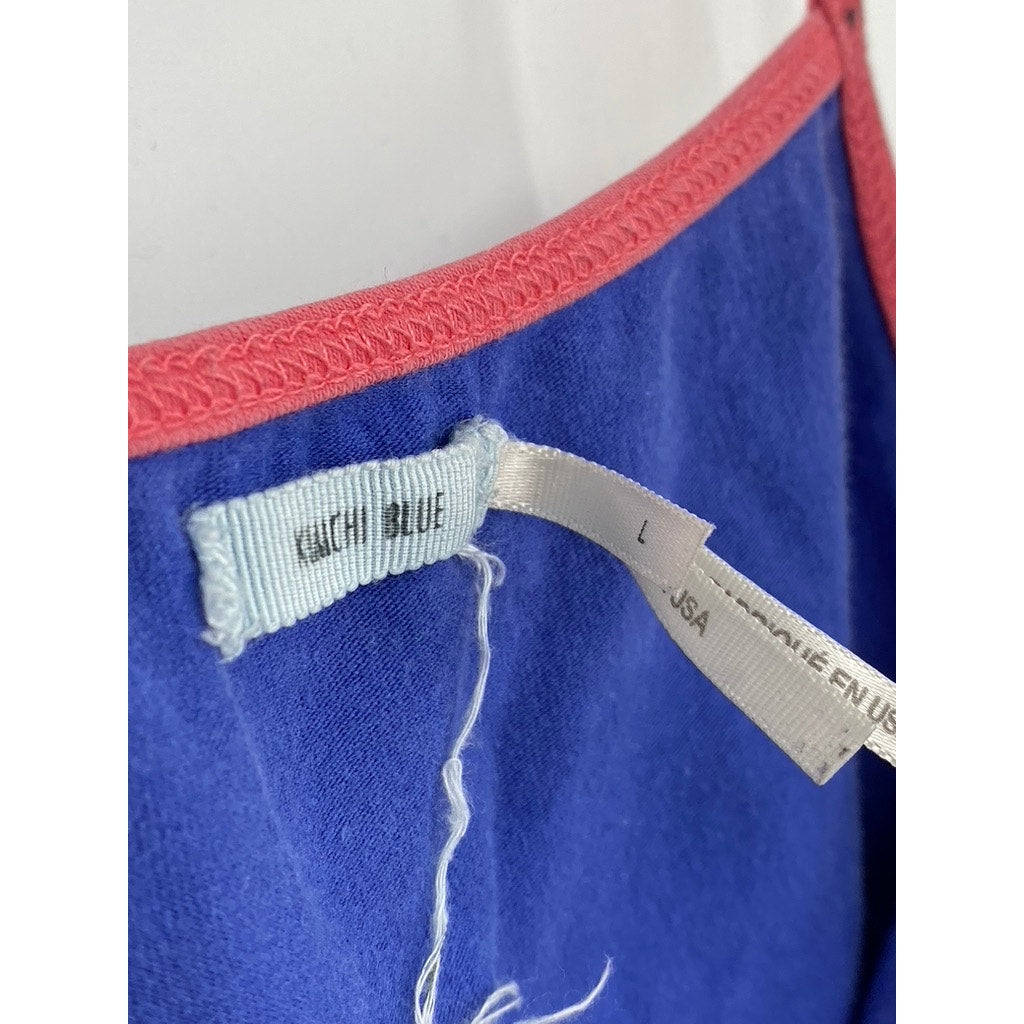 KIMCHI BLUE Women’s Blue-Pink Square-Neck Sweetie Unicorn Graphic Tank Top SZ L