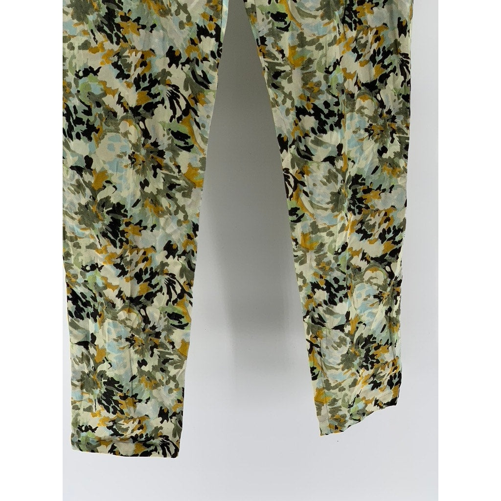 SILVIA TCHERASSI Women's Green Camo Print Silk-Blend Pants SZ S