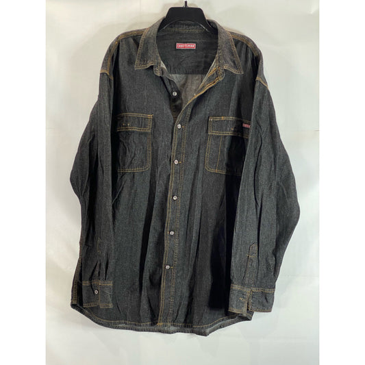 CRAFTSMAN Men's Black Denim Regular-Fit Button-Up Long Sleeve Shirt SZ XL