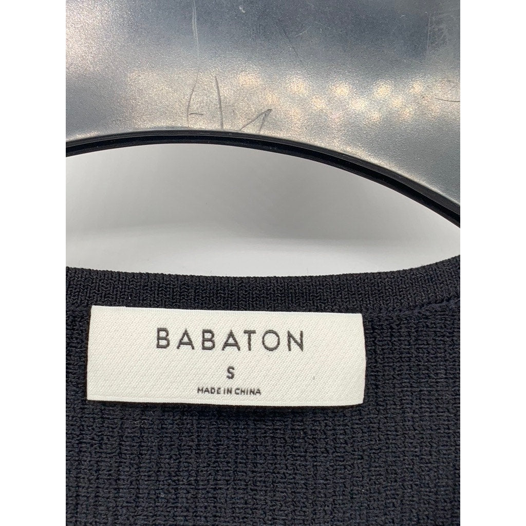 BABATON Women's Black Ribbed Sleeveless Halter Top SZ S