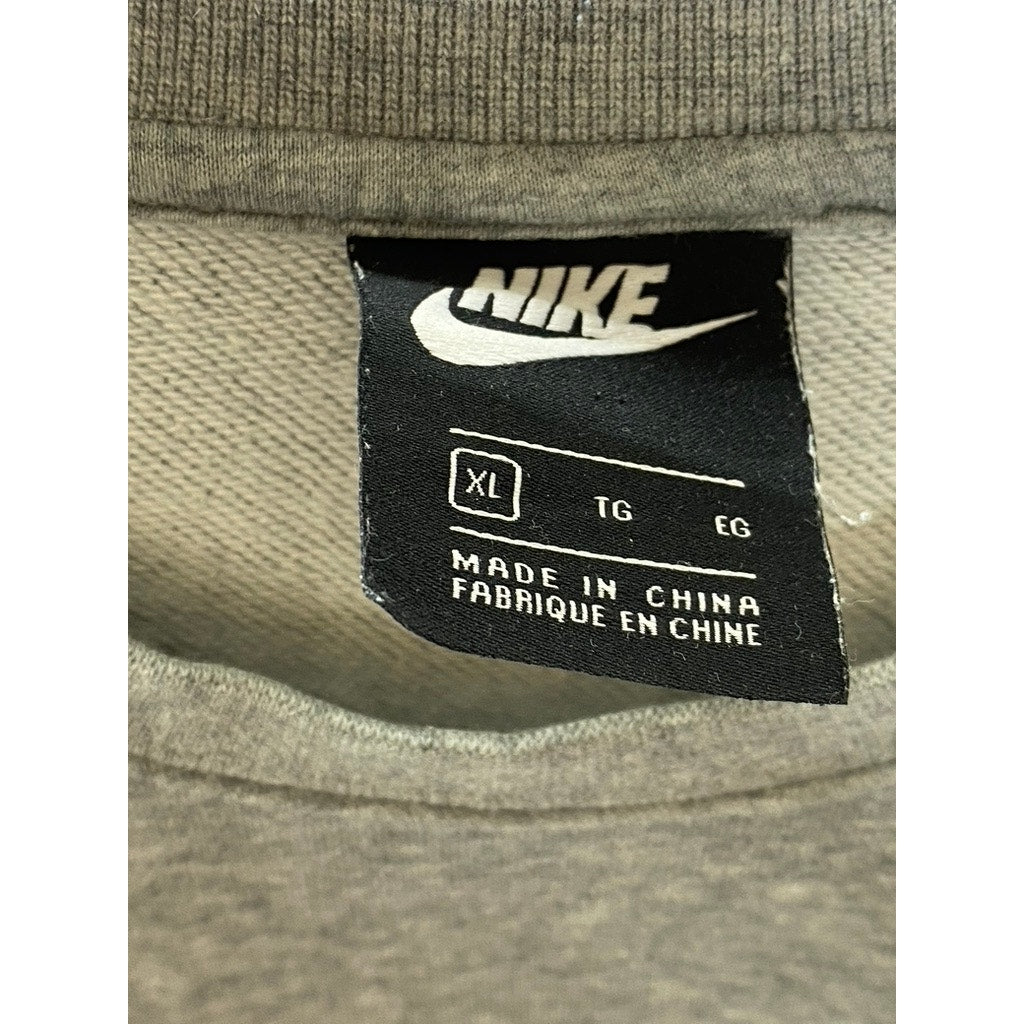 NIKE Men's Heather Gray Embroidered Logo Club Crewneck Casual Sweatshirt SZ XL