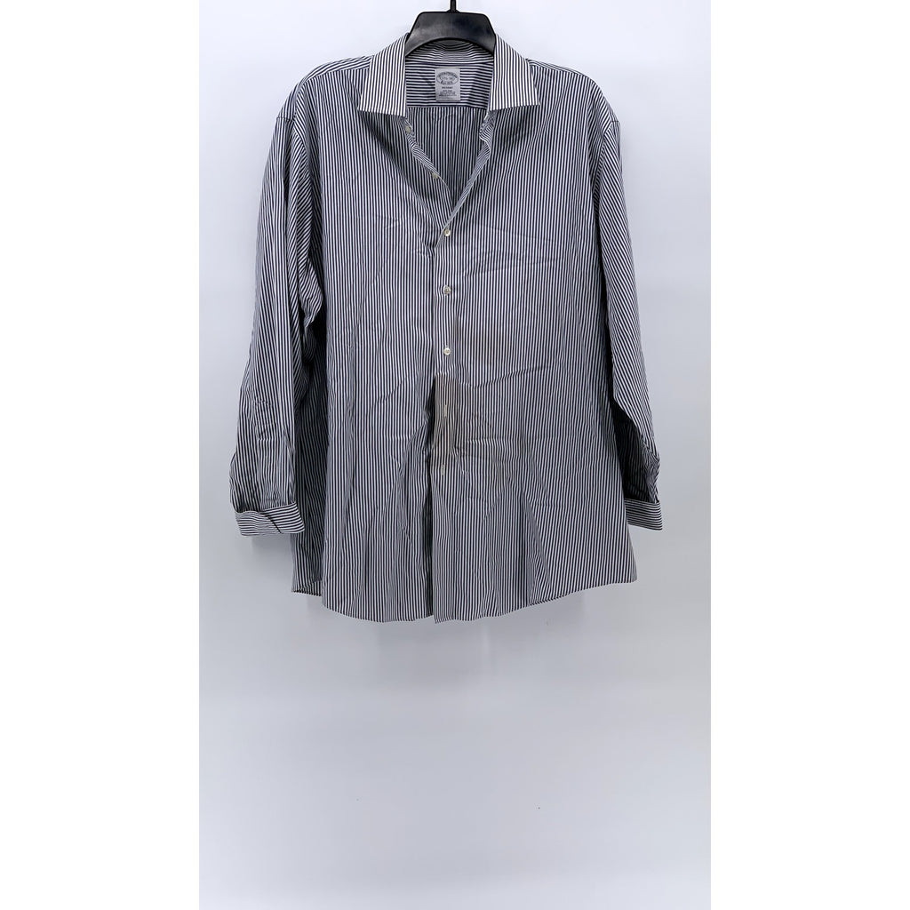 BROOKS BROTHERS Men's Blue-White Striped Button-up Long Sleeve Shirt SZ 17.5-34