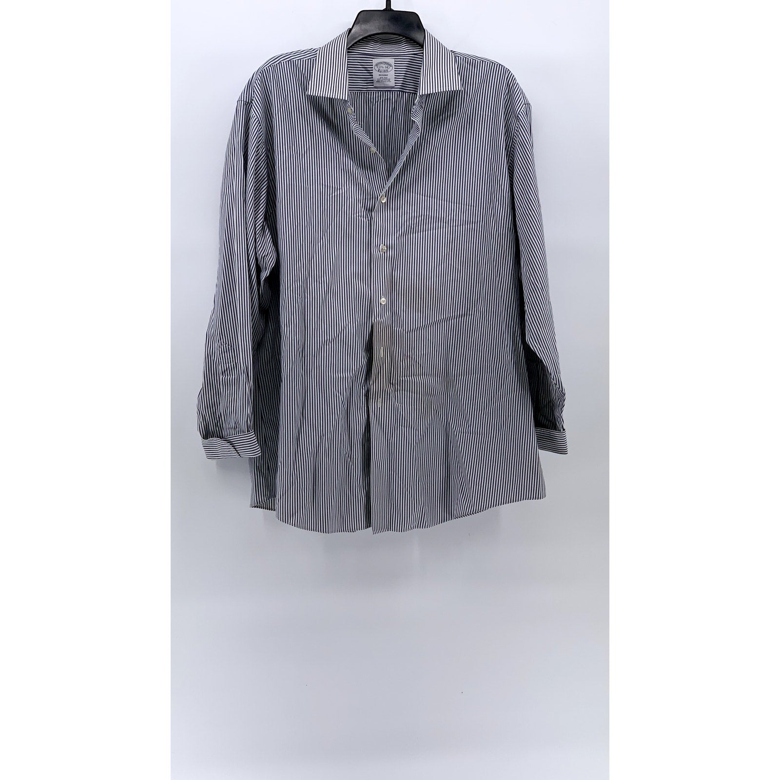 BROOKS BROTHERS Men's Blue-White Striped Button-up Long Sleeve Shirt SZ 17.5-34