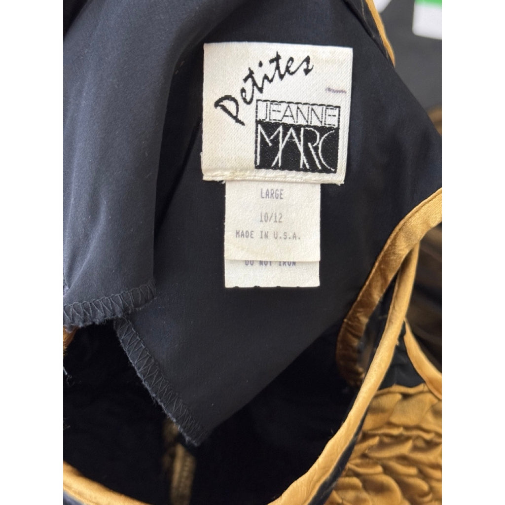 JEANNE MARC Women's Gold/Black Pleated Vintage 80's Cocktail Dress SZ L