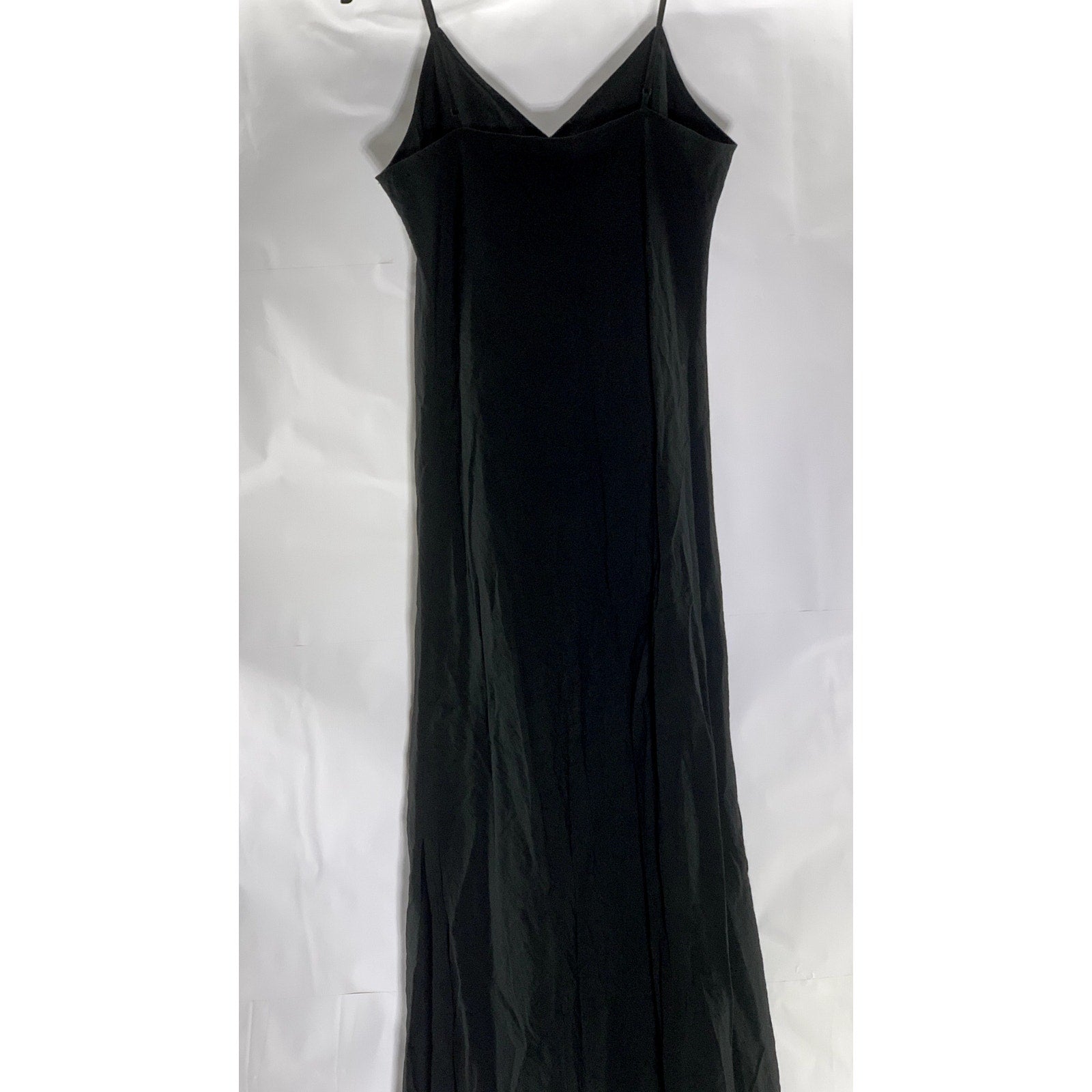 GAP Women's Black Solid V-Neck Adjustable Spaghetti Strap Slip Midi Dress SZ S