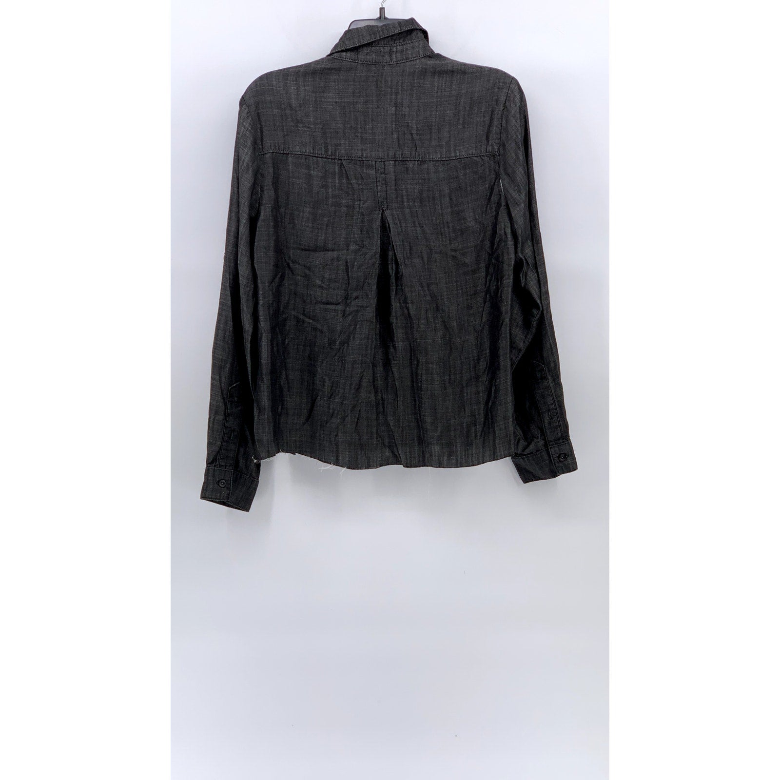 CLOTH & STONE Women's Black Frayed Tencel Button-Up Long Sleeve Top SZ M