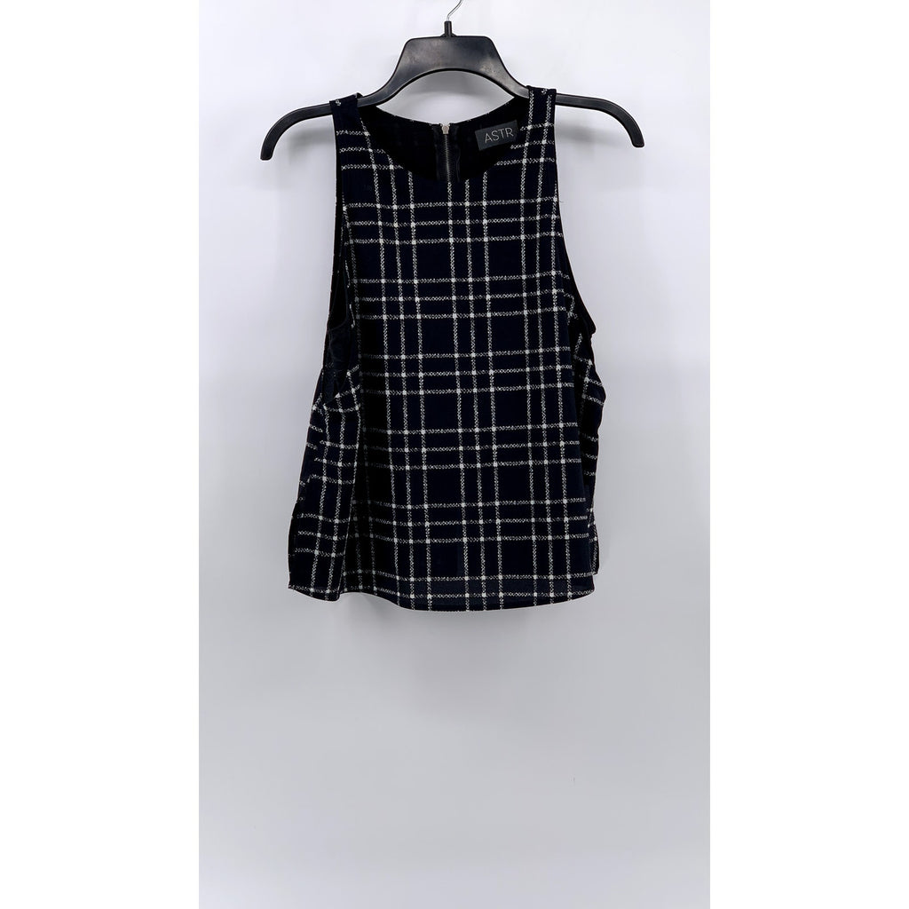 ASTR Women's Blue-Black Plaid Sleeveless Top SZ S