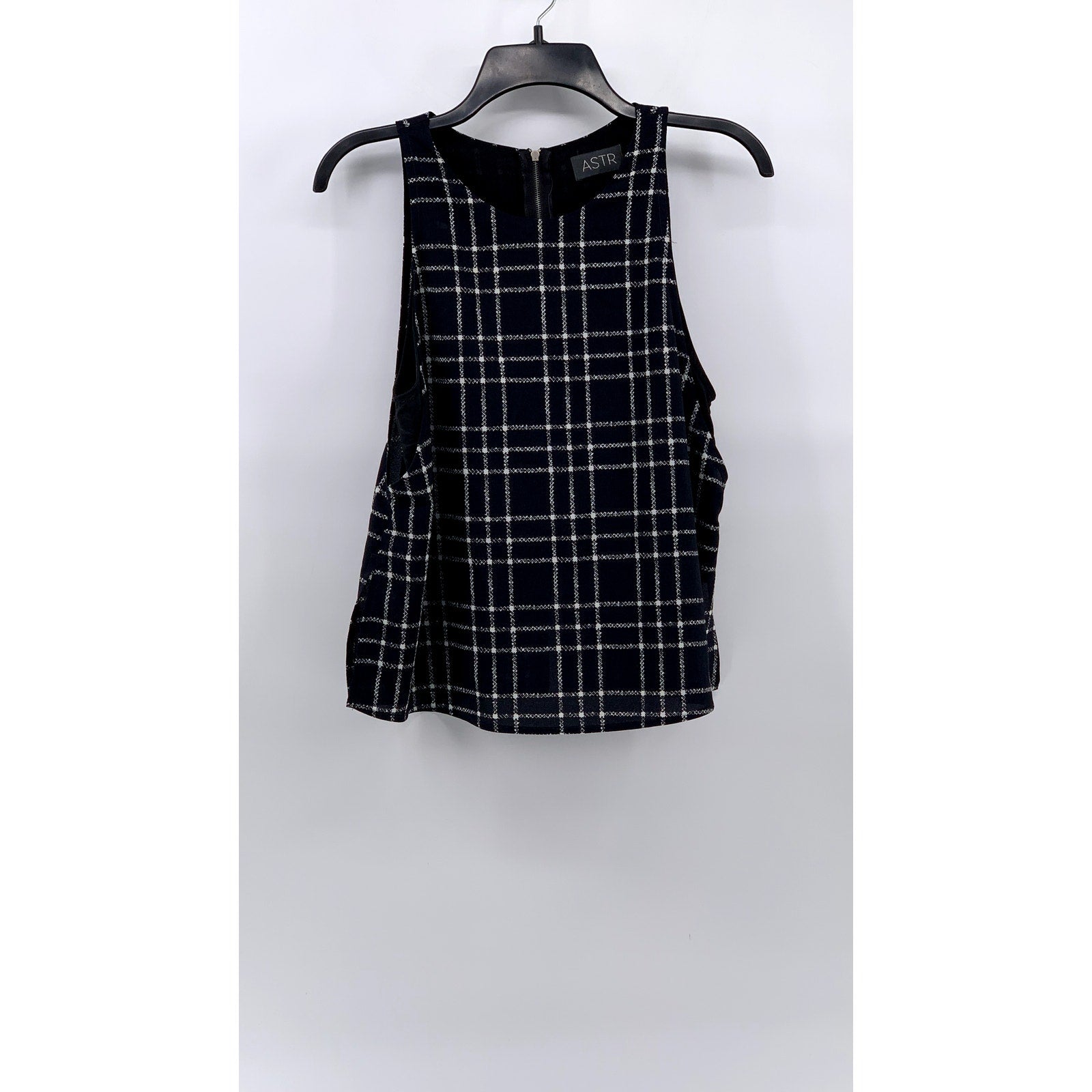 ASTR Women's Blue-Black Plaid Sleeveless Top SZ S