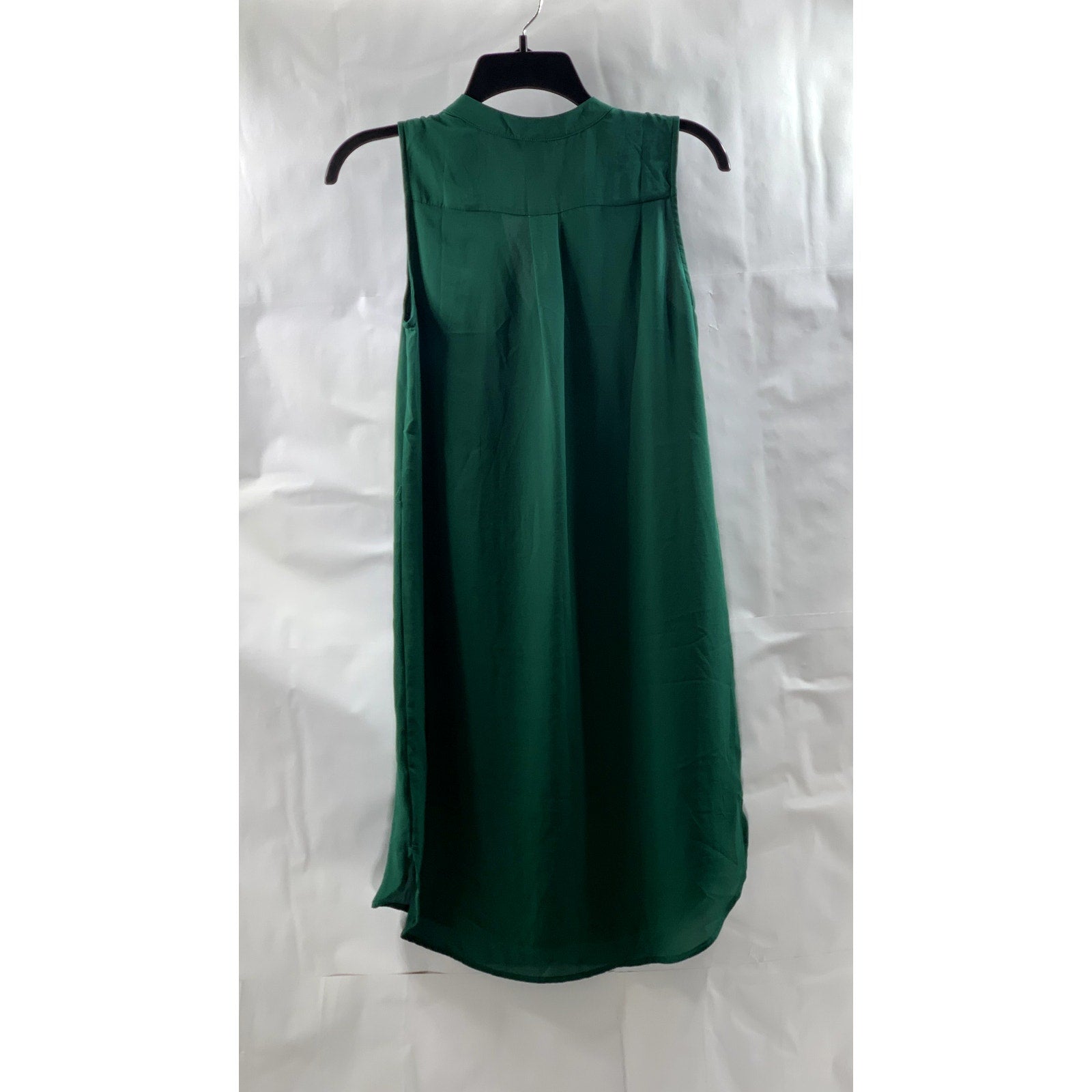 H&M Women's Forest Green V-Neck Semi-Sheer Round-Hem Mini Dress SZ 2