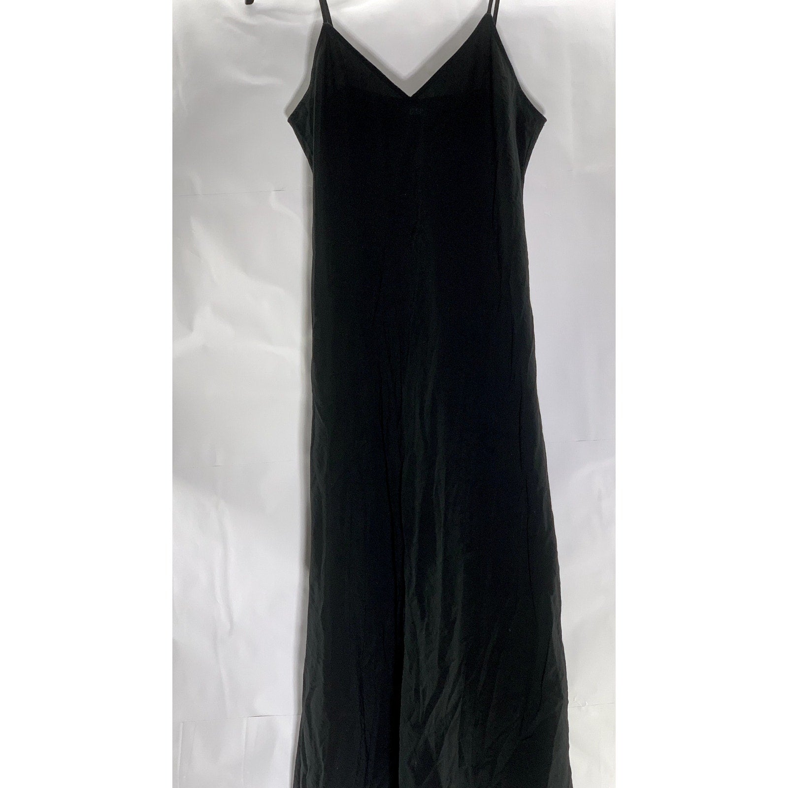 GAP Women's Black Solid V-Neck Adjustable Spaghetti Strap Slip Midi Dress SZ S