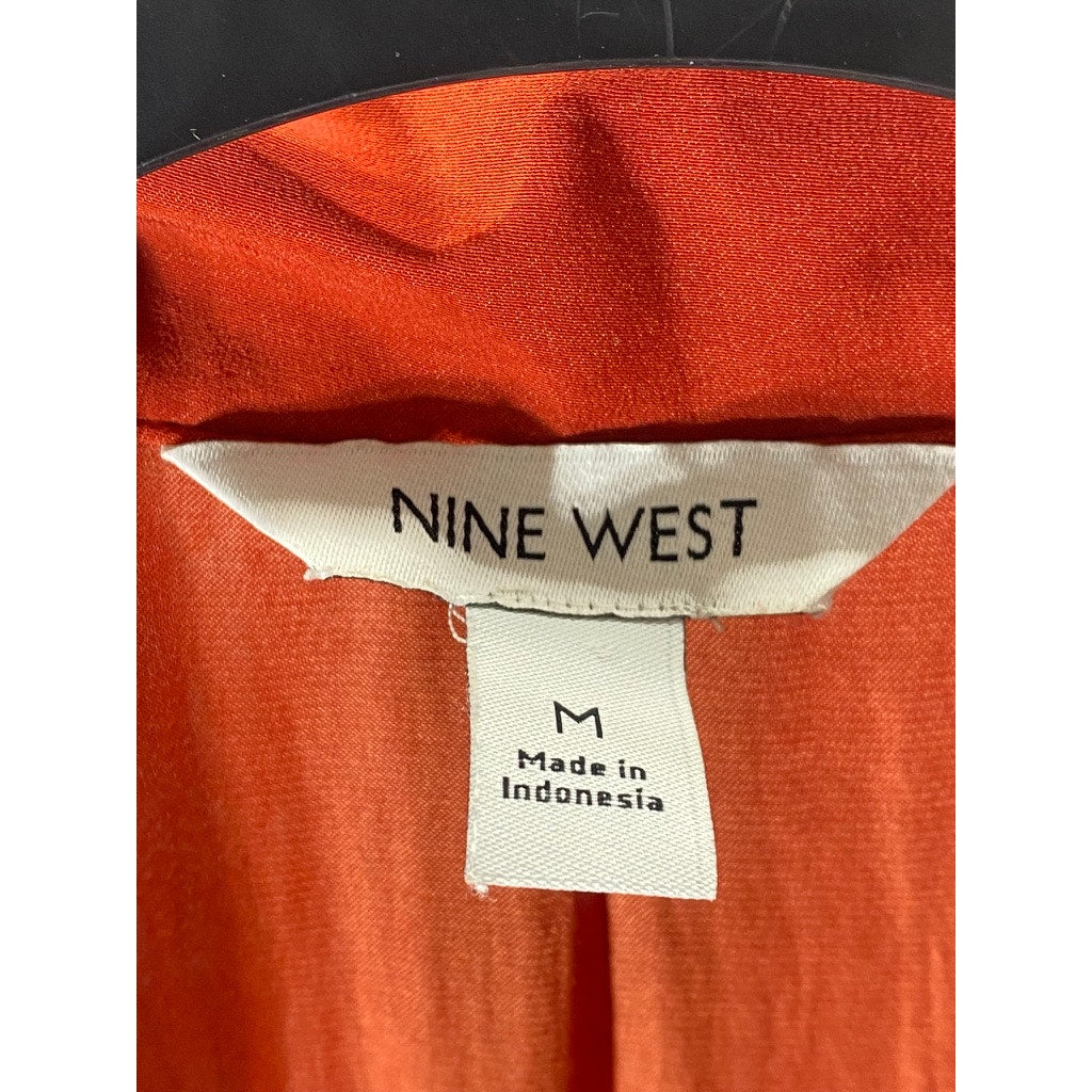 NINE WEST Women's Orange Relaxed Fit Sleeveless Button-Up Top SZ M