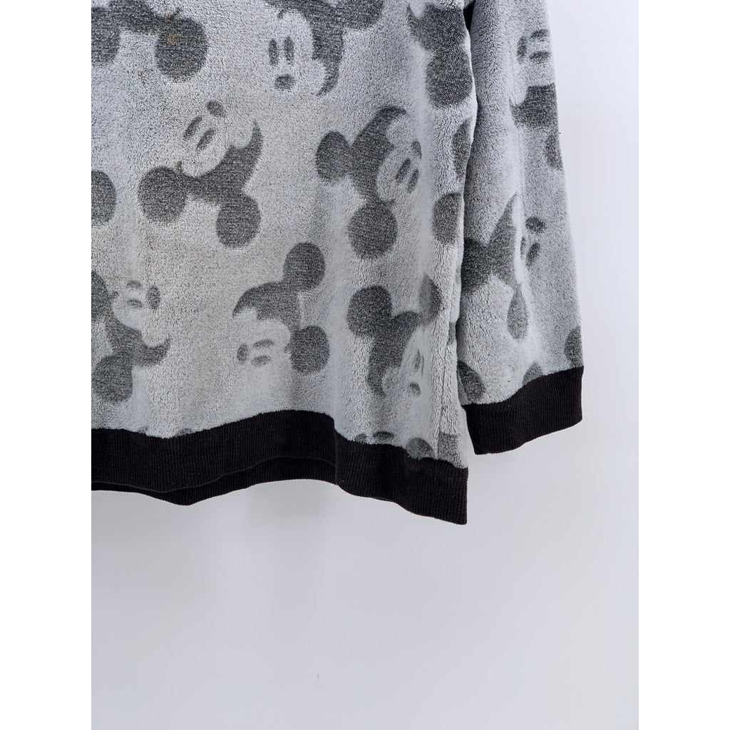 DISNEY Women's Gray-Black Mickey Mouse Fleece Sweatshirt SZ M