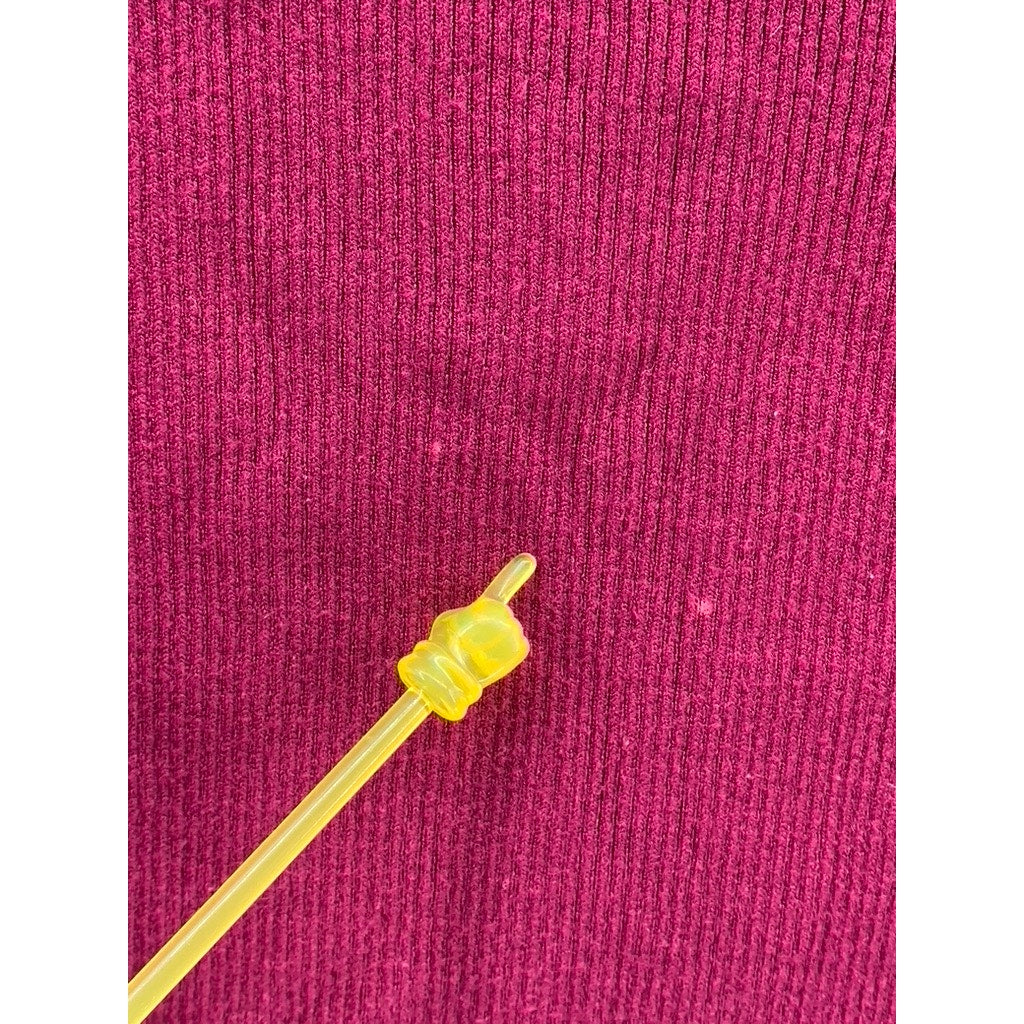 Women's Burgundy Soft Knit Mock-Neck Long Sleeve Pullover Sweater SZ M