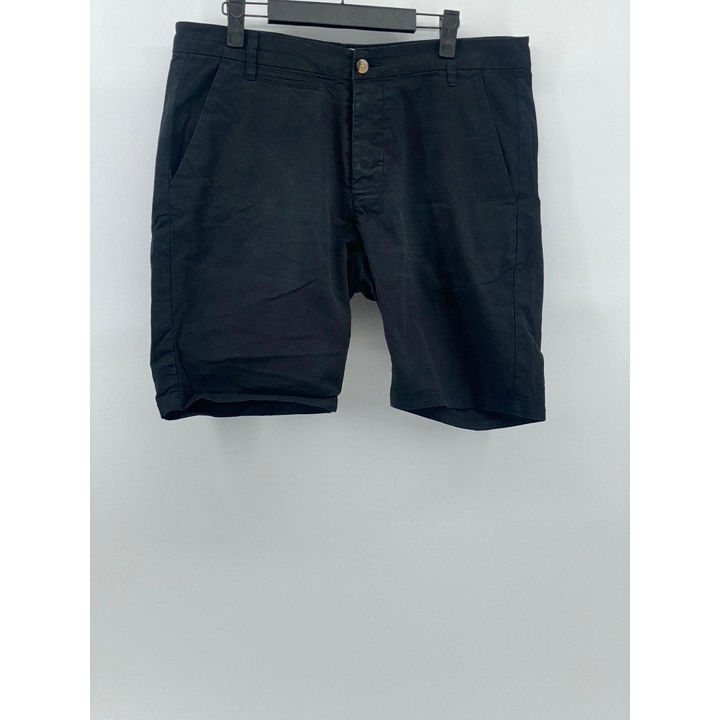 YOUNGLA Men's Black Solid Casual Chino Shorts SZ 34