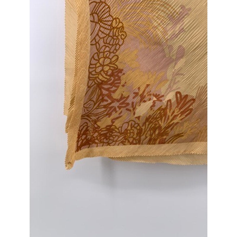 UNBRANDED Women's Tan Floral Textured Scarf