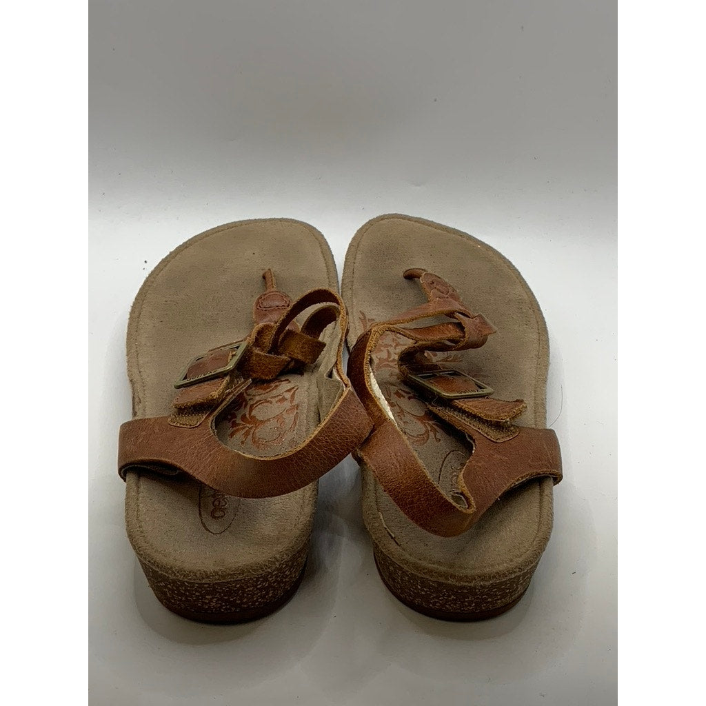 AETREX Women's Brown Harper Braided Slingback Thong Wedge Sandals SZ 7