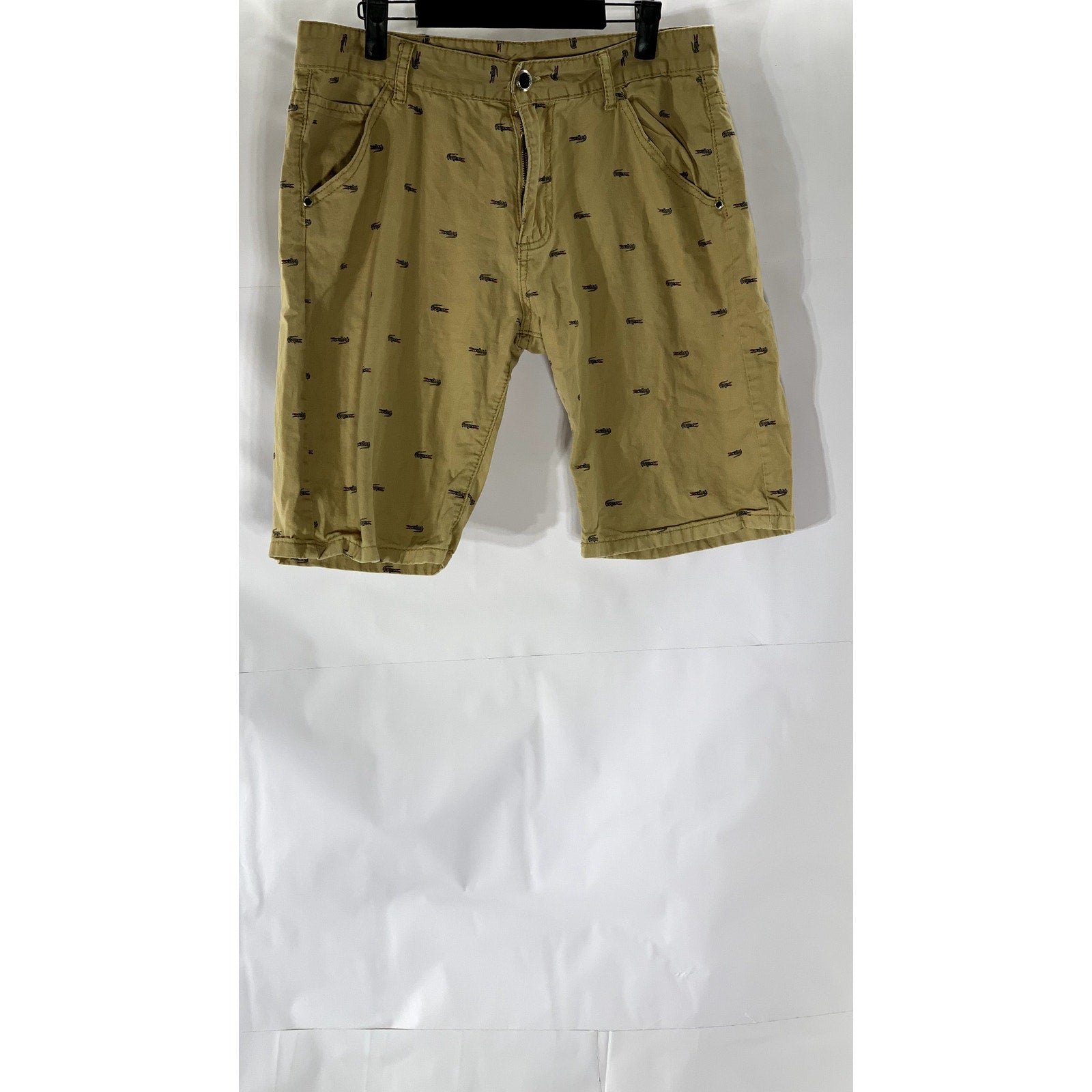 JEANS FASHION Men's Tan Alligator Print Chino Shorts SZ 34